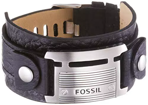 Fossil große schwarze ID-Manschette Armband aus Leder