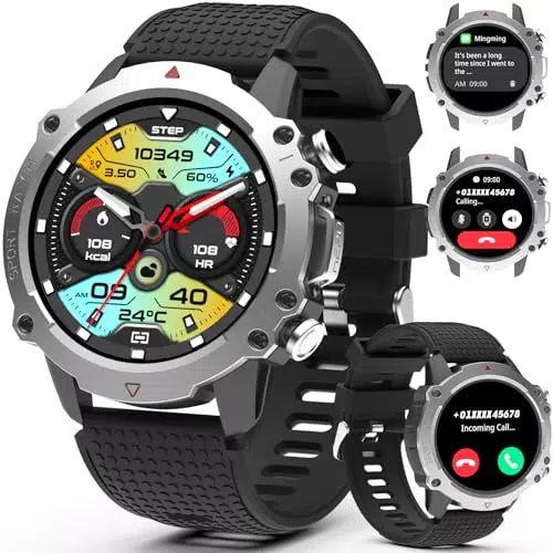 GedFong Smartwatch Herren mit Telefonfunktion, 1.39" Touchscreen Fitness Tracker