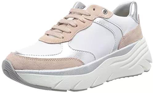 Geox Damen D DIAMANTA Sneaker, White/Nude