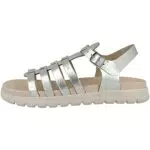 Geox J SOLEIMA Gir Sandal, Silver, Schmal