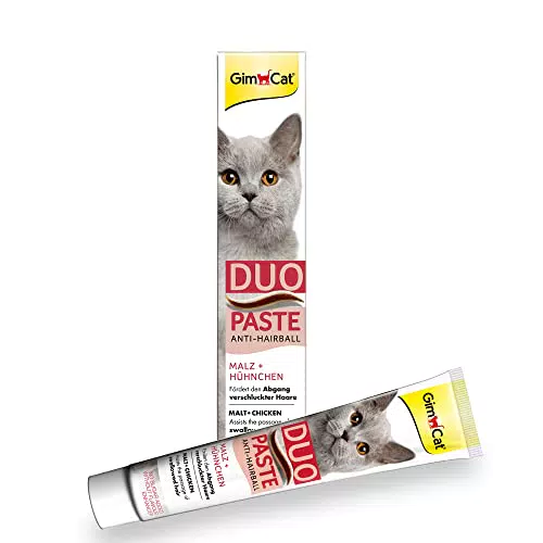 GimCat Duo Paste Anti-Hairball Malz und Hühnchen - Katzensnack fördert den Abgang verschluckter Haare - 1 Tube