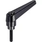 HALDER 24400.0684 Verstellbare Klemmhebel, Schwarz, d1=30 mm / d2=M16 / l1=80 mm