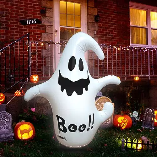 Halloween Aufblasbar Dekoration, 1.2M Halloween Inflatables Ghosts Dekoration mit LED-Lichtern und Fernbedienung