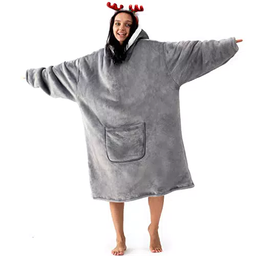 Hansleep Hoodie Decke mit Ärmeln und Kapuze Deckenpullover