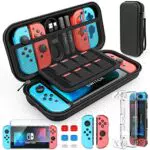 HEYSTOP Tasche Kompatibel mit Nintendo Switch Zubehör mit Hülle Transparent Kompatibel mit Nintendo Switch Schutzfolie Daumen Kappen Kompatibel mit Nintendo Switch Konsolen Zubehör
