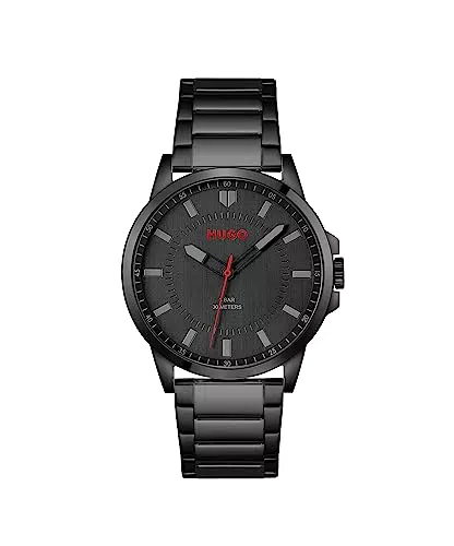 HUGO Analog Quarzuhr für Herren mit Schwarzes Edelstahlarmband - 1530187