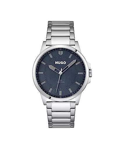 HUGO Analog Quarzuhr für Herren mit Silbernes Edelstahlarmband - 1530186