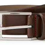 HUGO Herren Gellot Sz35 Gürtel aus genarbtem Leder mit Logo-Schließe Dunkelbraun 85