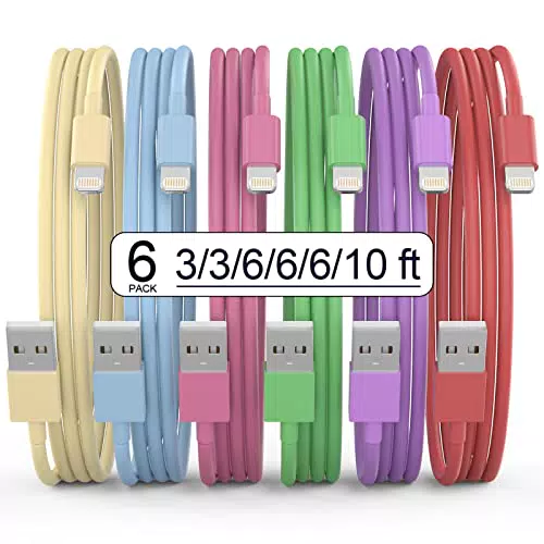 iPhone Ladekabel, 6Pack USB A auf Schnellladekabel, lightning Kabel Kompatibel mit iPhone 14/13/12/11 Pro Max/XS MAX/XR/XS/X-multicolor