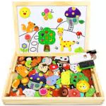 Jojoin Holzpuzzle mit Doppelseitiger Tafel, Puzzles