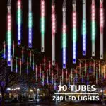 Joomer Meteorschauer Regen Lichter, 30cm 10 Röhren 240 LED Fallende Regen Lichter Wasserdichte Weihnachten Beleuchtung Schneefall Lichter für Innen Außen Hochzeit Garten Home Dekoration