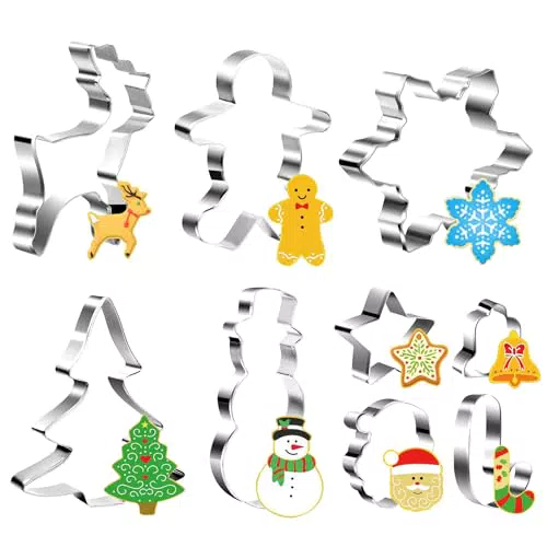 Joyoldelf Ausstechformen Weihnachten Edelstahl Ausstecher Set für Fondant Sandwiches Brot Plätzchen Halloween Tortendekorationen