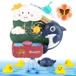 Joyreal Badewannenspielzeug ab 1 2 3 Jahre - Badespielzeug Baby mit 4 Badeente Gummiente Saugnapf Spielzeug Badewannen Spielzeug Geschenk Mädchen Junge