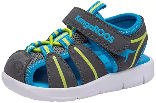 KangaROOS Unisex Kinder K-tiffy Sandale, Steel Grey/Lime
