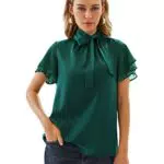 Kate Kasin Top Bluse Damen Elegant Festliche mit Schluppenbluse Schmückt Business Outfit