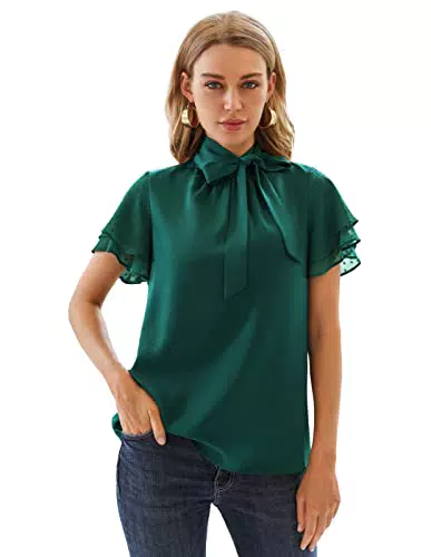 Kate Kasin Top Bluse Damen Elegant Festliche mit Schluppenbluse Schmückt Business Outfit