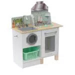 KidKraft Whisk & Wash Kinderküche aus Holz mit Waschmaschine und Wäschekorb
