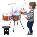 Kinder Trommel Set, Musikinstrumente Kinder Schlagzeug Set mit Lichtern
