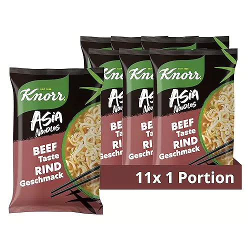 Knorr Asia Noodles Instant Nudeln Rind-Geschmack asiatisches Nudelgericht fertig in nur 4 Minuten 11x 68 g