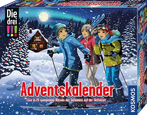 Kosmos 632502 Die DREI !!! Adventskalender 2023, Löse das Rätsel um das Geheimnis auf der Ski-Freizeit