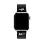 Lacoste Unisex Band für Apple Watch aus Schwarzes Leder mit Streifen-Prägung