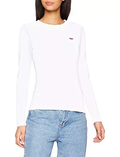 Levi's Damen Long-Sleeve Baby Tee T-Shirt, White +, L