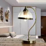 Licht-Erlebnisse Elegante Tischleuchte Glas Metall Jugendstil E14 in Messing LOUIS Schreibtischlampe Nachttischlampe