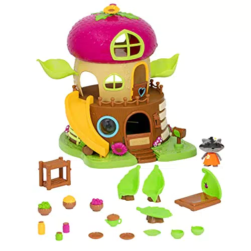 Li’l Woodzeez 19-teilig Eichel Baumhaus Set mit Zubehör und Wackelkopf Tierfigur Waschbär