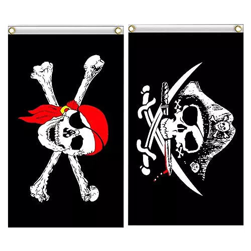 MAGICLULU 2 Stück Halloween-Gartenflagge Mit Totenkopf Lustiger Horror Gruselige Gartenflagge Totenkopf Knochen Piratenbanner Für Außen- Und Innendekoration