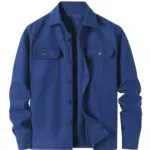 Meilicloth Herren Polar Fleece Hemdjacke Lässig Gebürstet Langärmelig Knopfleiste Casual Wollhemd Blau S