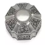 Metallische Blumen antike Schmuckschatulle, Schmuck Blume geschnitzte Krone Design Antik Stil Prinzessin Make-up Veranstalter für Aufbewahrungsring Weihnachten Geburtstagsgeschenk
