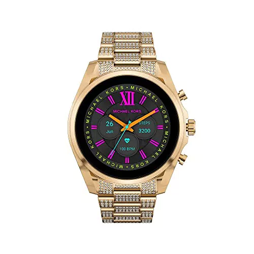 Michael Kors Damen Uhr Gen 6 Smartwatch Bradshaw mit integrierter Alexa Edelstahl goldfarben Band Edelstahl goldfarben