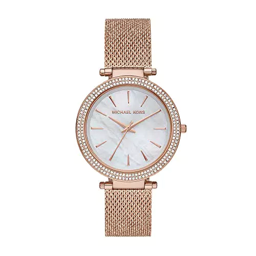 Michael Kors Damenuhr Darci, Dreizeigeruhrwerk, 39mm Rose Gold Edelstahlgehäuse mit Edelstahlarmband
