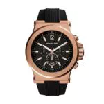 Michael Kors Herrenuhr Dylan, Chronographenwerk, 48mm roségoldenes Edelstahlgehäuse mit einem Silikonarmband