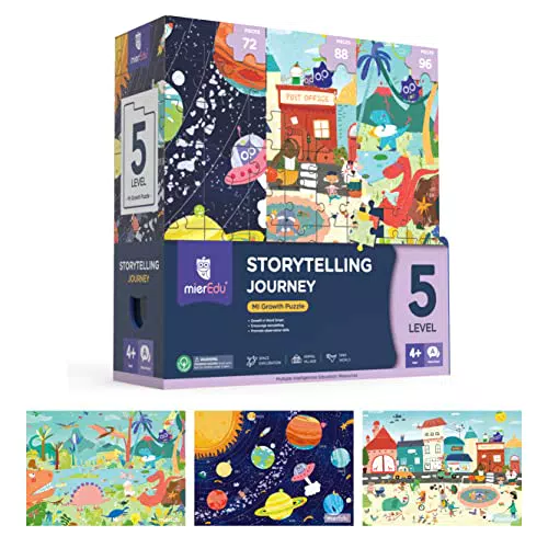 mierEdu Lernpuzzle Level 5 Storytelling Reise I Fördert Beobachtungsgabe + Storytelling I Klassisches Kinder-Puzzle für Zuhause I Spielzeug Set mit 3 Puzzle Boxen I Puzzle ab 4 Jahre