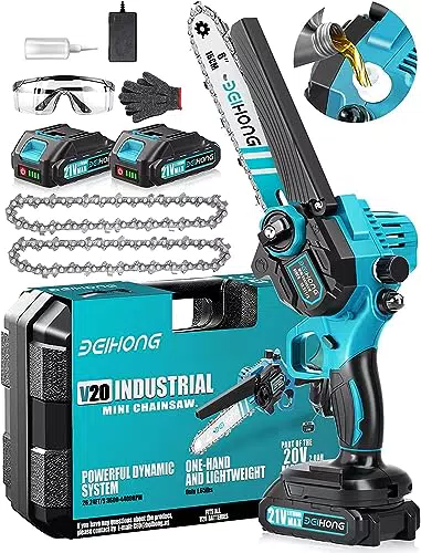 Mini Kettensäge mit Akku 6 Zoll, Bürstenloser Motor
