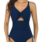 Misolin Damen Badeanzug Bauchweg V-Ausschnitt Einteiliger Bademode Raffungen Zierausschnitten Einteilige Strandmode Swimsuit