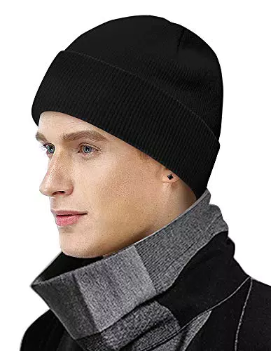 MOBIUSPHY Wintermütze Herren Damen Strickmütze Beanie Mütze Schwarz Wollmütze Winter Erwachsener klassisches Design Herrenmütze Modern Weich Elastisch Haube aus atmungsaktivem