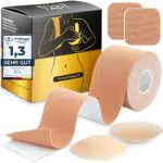Morty’s Brust Tape Set für rückenfreie Kleider - Boob Tape - Klebe BH Push up - 5 cm x 5 m Boobtape - Klebe BH für große Brust inkl. Nippelpads - Premium Boobietape