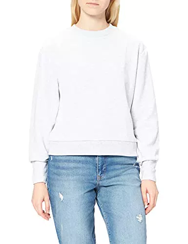 NA-KD Damen Rounded Sleeve Sweater Sweatshirt, Grey Melange