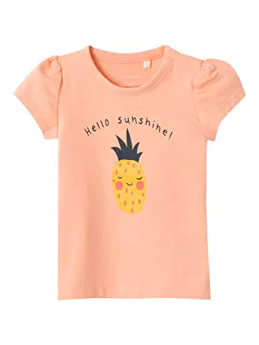 name it Baby Girls NBFFANNA SS Top, Peach Nectar, 68