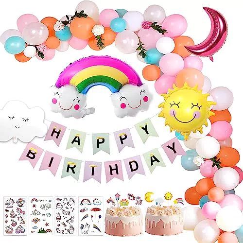 NINGESHOP Geburtstagsdeko Mädchen, Kindergeburtstag Deko Rosa Luftballons