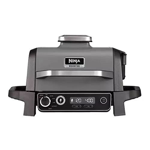 Ninja Woodfire Elektrogrill, Camping-Grill mit Smoker-& Heißluftfritteuse