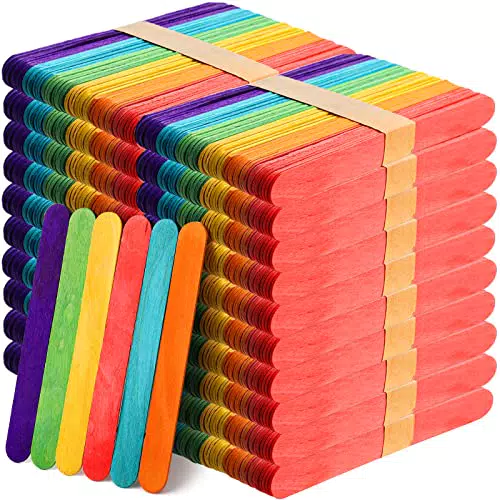 Okllen 1000 Pack Farbige Bastelstäbchen, 15 cm Holz Eis am Stiel