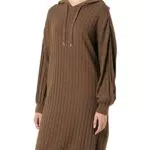 ONLY Women's ONLCAREY L/S Long Hood KNT NOOS Dress, Chestnut/Detail:W. Melange