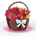 papercrush Pop-Up Karte „Bunte Tulpen“ - 3D Blumenkarte für Frau