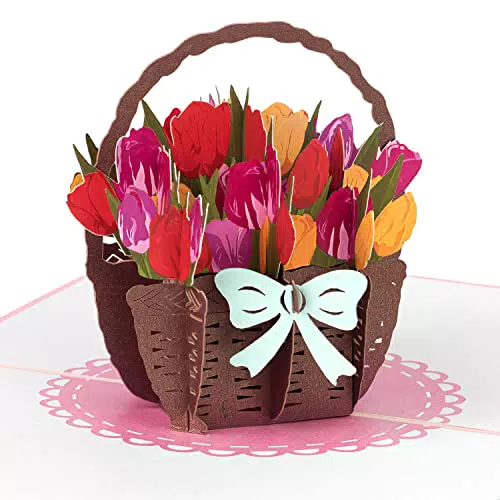papercrush Pop-Up Karte „Bunte Tulpen“ - 3D Blumenkarte für Frau