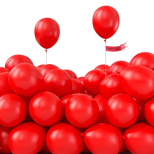 PartyWoo Rote Luftballons, 120 Stück 5 Zoll Party Ballons mit Ballonkleber