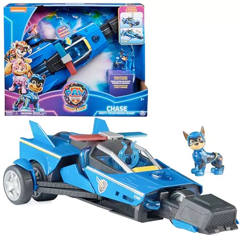 Paw Patrol: Der Mighty Kinofilm, 40cm langes Chase Deluxe Superhelden-Raketenfahrzeug inkl. Chase Figur