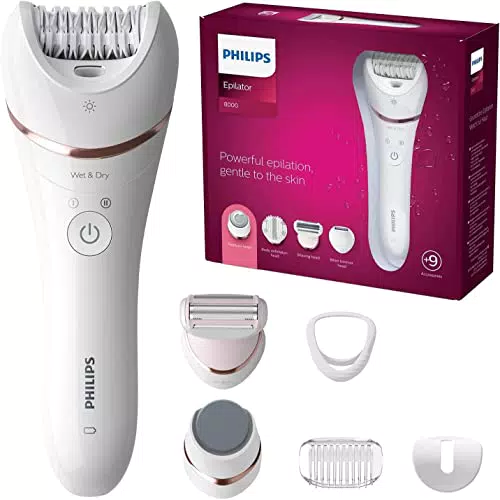 Philips Epilierer Series 8000 - inkl. 9 Aufsätze, kabellos mit Nass- und Trockenfunktion